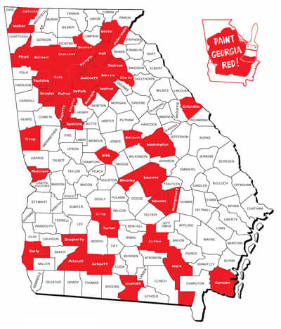 Paint Georgia Red Map 2015