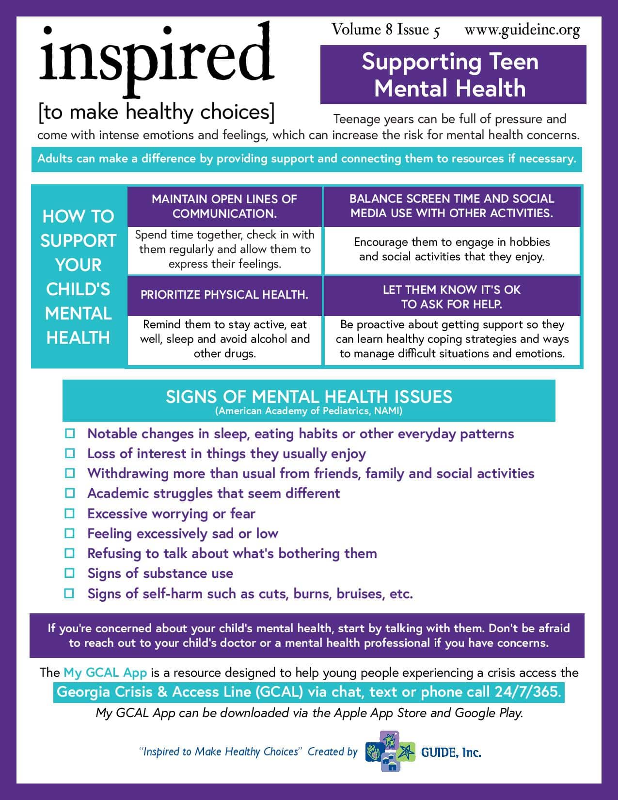 Supporting Teen Mental Health GUIDE Inc 